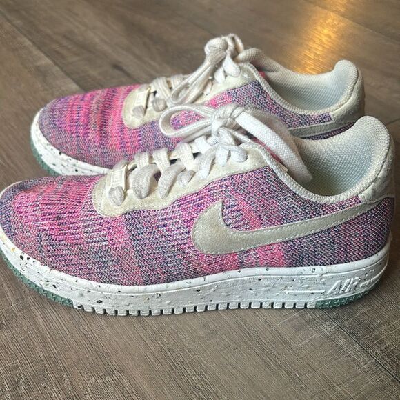 Nike Air Force 1 Crater Flyknit Sneakers Fuchsia Glow Pink - Picture 5 of 9